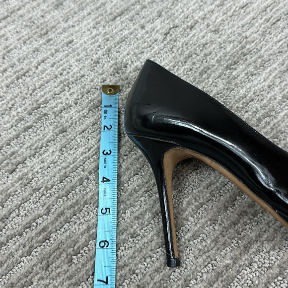 Jimmy Choo Black Patent Leather Luna Peep Toe Platform Heels 38.5/ 8.5 - Picture 13 of 14